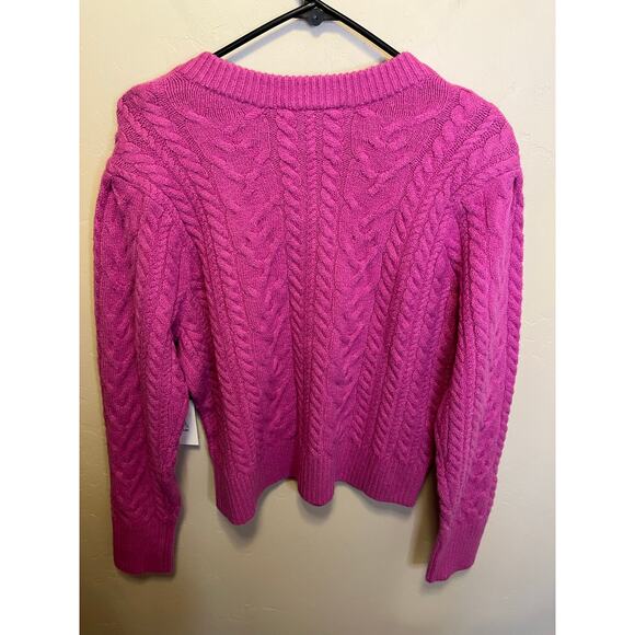 Something Navy Pink Knit Cardigan NWT Fuzzy Chunky Sweater Women’s Size XL - Picture 11 of 12